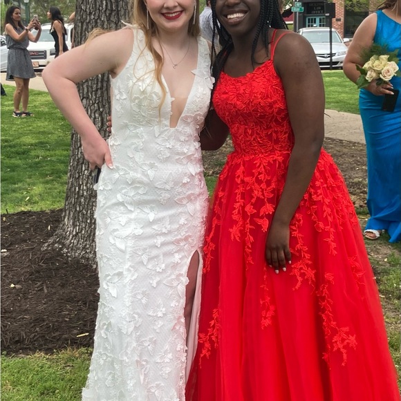 Glamour by Terani Couture ivory butterfly prom dress formal wedding dress Sz 6 - Picture 9 of 11